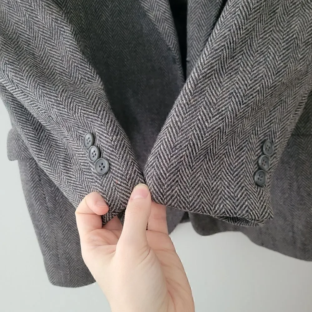 Towncraft Wool Sport Coat Blazer Black/Gray 44R Lambswool